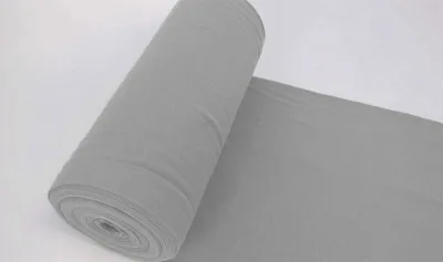 Produktbild von Bündchenstoff LUC Hellgrau Meliert, Uni 270 g/m², Strickschlauch glatt/fein, 35 cm breiter Schlauch, 25 cm lang, Meterware