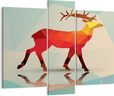 Produktbild von Bild auf Leinwand - Leinwandbild - Hirsch Illustration modern Grafik - 95x80cm - Wand Bild - Wanddeko - Leinwanddruck - Bilder - Kunstdruck - Leinwand bilder - Wandkunst - CB95x80-2811
