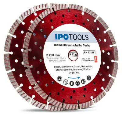 Produktbild von 2x Profi Diamanttrennscheibe 230mm Diamantscheibe Turbo für Beton 10mm Segment