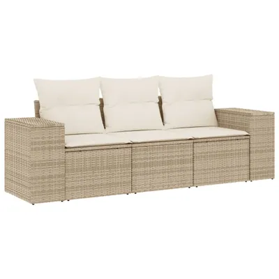 Immagine prodotto di vidaXL Set di divani da giardino 3 pezzi con cuscini Beige poly rattan