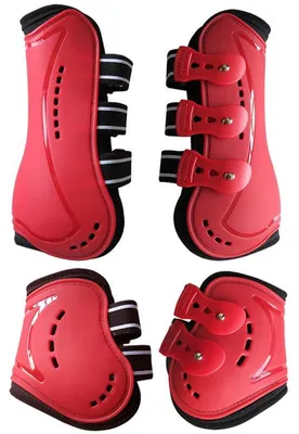 Beinkappen-Set 4er-Pack, PU-Schale, Neopren, Größe S, rot