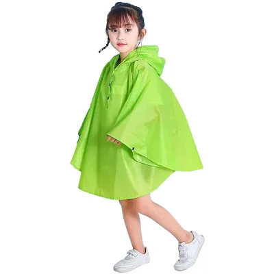 Productafbeelding van Kinderregenjas, waterdicht - Lichtgewicht regenponcho voor jongens en meisjes - Opvouwbare regenbescherming voor wandelen, kamperen en dagelijks gebruik - Maat L