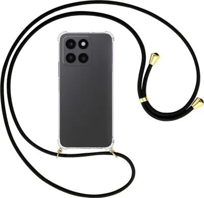 Produktbild von Handykette Backcover-Schutzhülle mit Band (Metall goldfarben) für Honor X6a (WDY-LX1, 6.56'') - schwarz