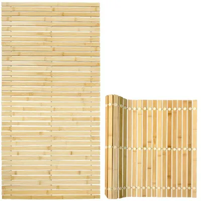Produktbild von Bambus Duschmatte, Saunamatte aus Holz, rutschfest mit Gummistopper, 50 x 80 cm für Bad Dusche Pool Sauna innen und außen