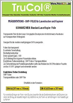 Obrázek produktu pro 100 kusů průhledných projektorových fólií formátu A3