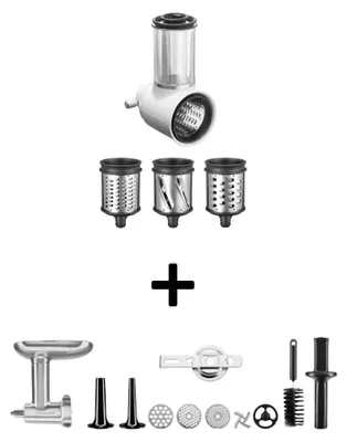 Produktbild von KitchenAid Set Metallfleischwolf 5KSMMGA inkl. Spritzgebäck + Gemüseschneider 5KSMVSA