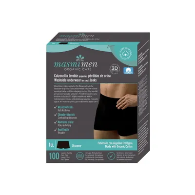 Zdjęcie produktu dla Bokserki męskie na nietrzymanie moczu rozmiar XL 100% bawełna organiczna MASMI