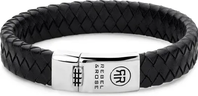 Produktbild von Rebel & Rose - Rebel and Rose RR-L0141-S - Absolutely Leather Braided Flat 925 Black - Armband
