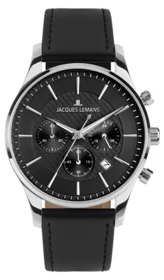 Image de Jacques Lemans Montre dateur London 1-2228 Black Silver
