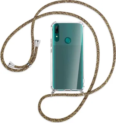 Produktbild von Handykette Backcover-Schutzhülle mit Band (Metall silberfarben) für Huawei P Smart Z - braun+beige