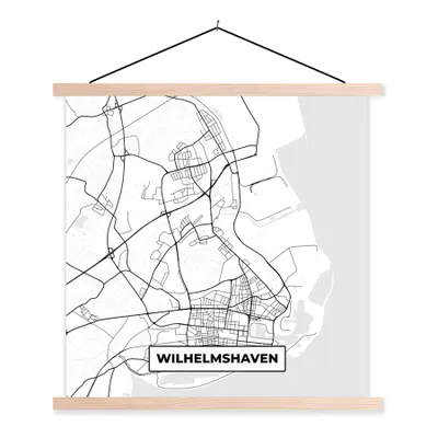 Produktbild von MuchoWow® Textilposter Wilhemshaven - Karte - Stadtplan 120x120 cm mit holzfarbenen Rahmen - Textil-Poster