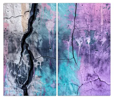 Produktbild von Spritzschutz Herdabdeckplatte Schneidebrett aus Glas Graffiti Wand Kunst 2-Teilig (60x52cm)