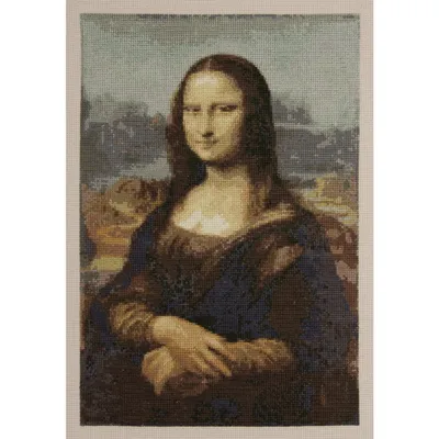 Obrázek produktu pro Sada pro vyšívání křížovým stehem DMC „Louvre Mona Lisa“, s předtištěnou šablonou, pro vlastní tvorbu, 38 x 49 cm
