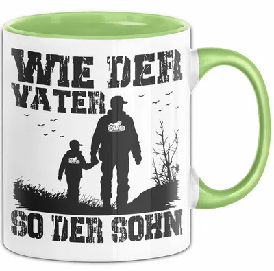 Produktbild von Vater Sohn Tasse Geschenk Lustige Geschenkidee Spruch Motorrad-Fahrer (Grün)
