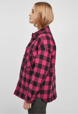 Obrázek produktu pro Dámská košile Urban Classics Ladies Flanell Padded Overshirt wildviolet/black - XL