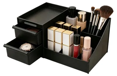 Immagine prodotto di Organizzatore per trucchi - 2 cassetti e 7 scomparti - Nero