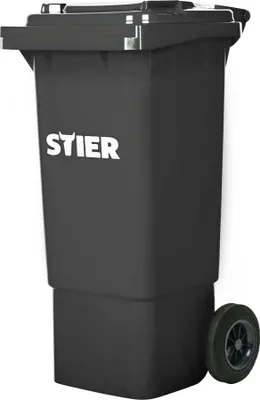 Produktbild von STIER 2-Rad-Müllgroßbehälter, Volumen 80 Liter, Mülleimer, grau, BxTxH 445x520x939 mm, Mülltonne, Restmülltonne mit Rädern und Deckel, Universaltonne, UV-stabilisiert
