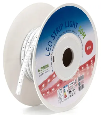Rote LED-Strip 50 m, 10 mm breit, mit Schaltkreis
