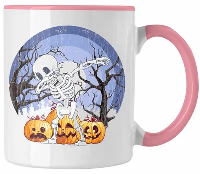Produktbild von Halloween Tasse Kürbis Dekoration Becher Kürbisse Skelet (Rosa)