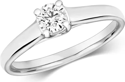 Produktbild von Funkelndes Feuer 9 Karat (375) Weißgold Solitär Verlobung Diamant Damenring Brillant-Schliff 0.35 Karat H - I1, 50 (15.9); TRS320179KWRSK