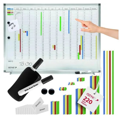 Produktbild von GENIE AP2000 Jahresplaner Magnettafel Terminplaner Whiteboard Wandtafel Pinnwand