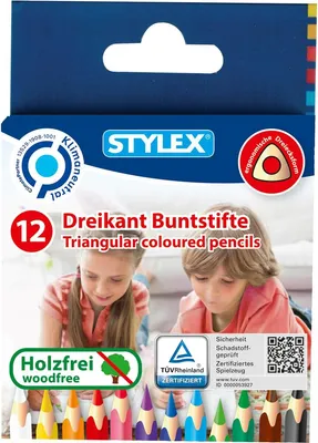 Immagine prodotto di Stylex 26002 Matite colorate, triangolari, corte, 12 pezzi senza legno