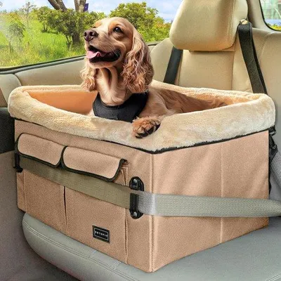 Produktbild von Famanu Hundesitz für Mittelgroße Hunde - Sitzverhinderer für Autos, bis 20 kg, Khaki