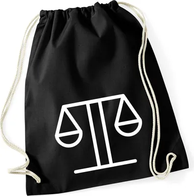 Produktbild von Huuraa Turnbeutel Waage Sternzeichen Symbol 12 Liter Black Baumwolle Rucksack Geschenkidee
