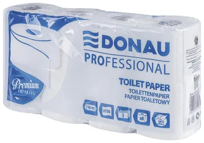 Image de DONAU PROFESSIONAL : Papier toilette en cellulose, 3 épaisseurs, 150 feuilles par rouleau, pack de 8 rouleaux