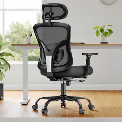 Obrázek produktu pro Ergonomická kancelářská židle - Kancelářská židle - Židle pro práci z domova - Kancelářská židle s opěrkou hlavy