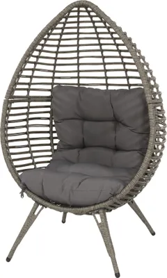 Produktbild von Sessel Stuhl Relax Stuhl Polyrattan Stahlgestell grau 99x91x156cm