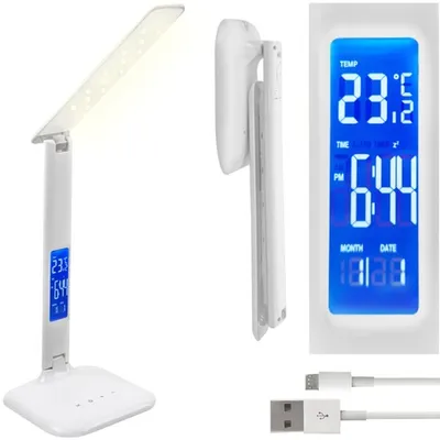 Obrázek produktu pro Stolní lampa s meteostanicí - bílá