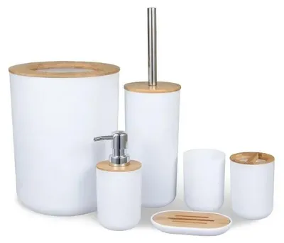Imagen del producto de Juego de accesorios para baño con dispensador de jabón y soporte para cepillos de dientes
