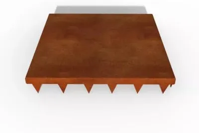 Produktbild von Trittplatten aus Cortenstahl, 40x40 cm, mit Edelrost – rutschfeste Gartenplatten mit Bodenverankerung für Beete, Rasen und Gehwege