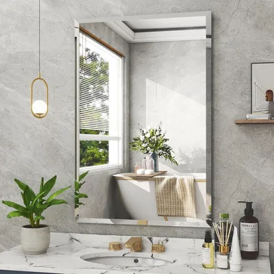 Zdjęcie produktu dla ARTLOGE Nowoczesne lustro ścienne, bezramowe lustro dekoracyjne prostokątne lustro, lustro ścienne do przedpokoju, do łazienki salonu sypialni 50×70 cm