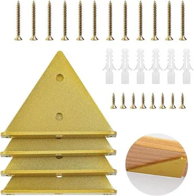 Produktbild von 4 Stuks Zwevende Houten Plankbeugels, 4x3 Zoll, für kleine Zwevende Houten Planken, mit 2 Zoll Ankerschrauben, Goudfarben, Onzichtbare Hardware Set