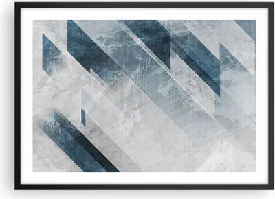 Produktbild von Gerahmtes Poster - Schwarzer Rahmen - Blau Weiß Figuren - 70x50 cm - Wand Bild - Wanddeko - Wandbilder - Kunstposter - Wandposter - Bilderrahmen - Bilder - Kunstdruck - P2BAA70x50-5082