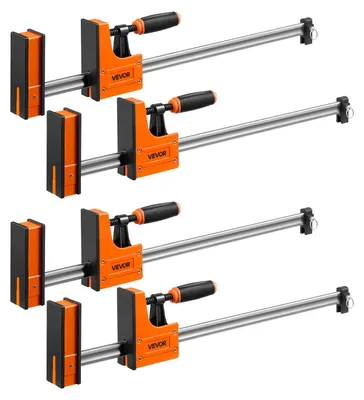 Produktbild von VEVOR Schraubzwingen 4er-Pack, 60,96 cm Öffnung, F-Zwingen, 680 kg Klemmzwingen, 2-fach Klemm-/Spreizfunktion, Weiche Gummifüße, Stange aus Kohlenstoffstahl, für Holz- & Metallbearbeitung