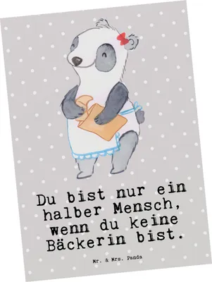 Produktbild von Mr. & Mrs. Panda Postkarte Bäckerin Herz - Grau Pastell - Geschenk, Bäckerei, Beruf, Backstube, Spruch, Grußkarte, Fotokarte, Bäckerladen, spruchkarte, Ansichtskarte