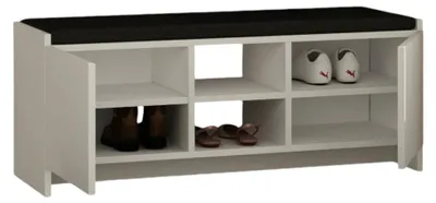 Produktbild von Schuhschrank Algedi, Schuhregal, Mehrzweck-Eingangsgarderobe, Möbel für Schuhe, 110x37h43 cm, Weiß
