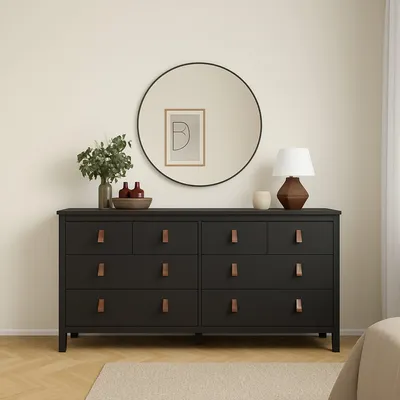 Image de Kovsova - Buffet noir, 160x38x80h cm, 8 tiroirs