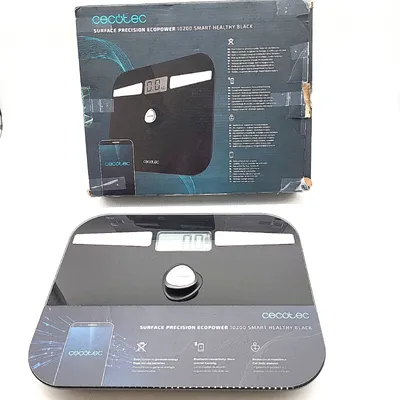 Obrázok produktu pre Kúpeľňová váha Cecotec Surface Precision EcoPower 10200 Smart Healthy Black. S tlačidlom, povrchom z tvrdeného bezpečnostného skla, presnými senzormi, aplikáciou