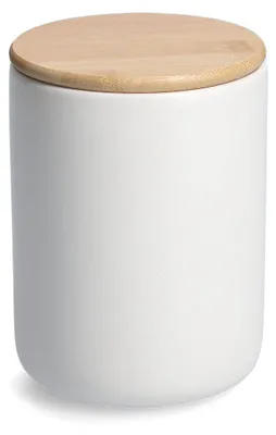 Produktbild von ZELLER 19857 Vorratsdose 1150 ml Keramik, weiß mit Bambusdeckel, ca. Ø 12 x 16 cm