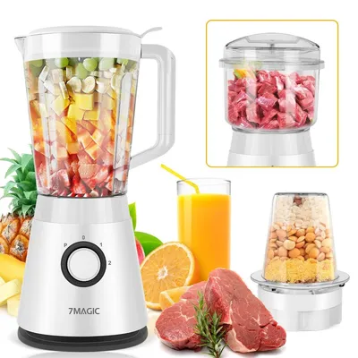 Produktbild von 3-in-1 Standmixer - Küchenmixer und Multizerkleinerer - 1500 ml Behälter - Fleischwolf, Zerkleinerer & Entsafter - 2 Geschwindigkeiten - 22000 U/min - 1000 W Leistung - Weiß