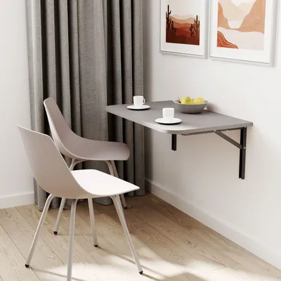 Image de AKKE Light Graphite Table murale pliante avec coins arrondis L x l : 120 x 60 cm