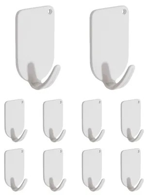 Image de Crochets adhésifs, lot de 10, petits crochets muraux adhésifs, crochets pour serviettes sans perçage, pour suspendre clés, chapeaux, manteaux et serviettes