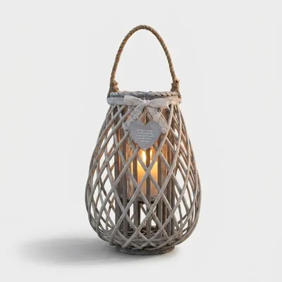 Produktbild von Tischlaterne aus Rattan und Glas Simonne