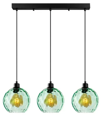 Obrázek produktu pro Zelený závěsný lustr, výška nastavitelná 40-120 cm, 3 patice E27, rozměry 70 x 20 x 120 cm
