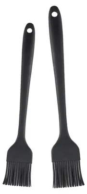 Image de Lot de 2 pinceaux de cuisine en silicone, pinceaux comestibles en silicone, pinceaux pour barbecue en silicone, pinceaux de cuisine, lot de pinceaux à huile résistants à la chaleur pour le barbecue et la pâtisserie (noir)