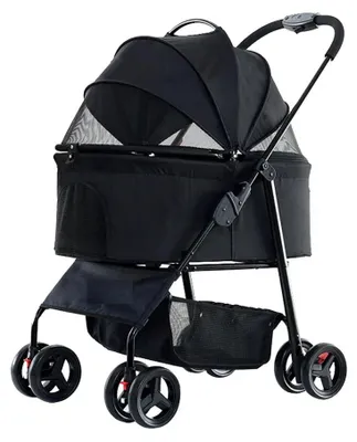 Image de Poussette pour chiens - Chariot pour chiens - Poussette pour chats - Pliable - Poussette pour animaux de compagnie - avec 4 roues